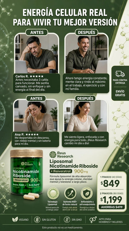 Nicotinamida Ribósido Liposomal + Resveratrol - Vitalidad - Imagen 2