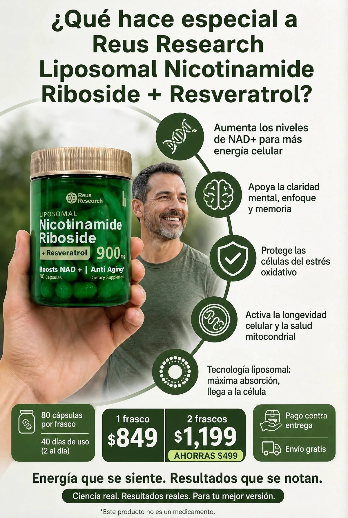 Nicotinamida Ribósido Liposomal + Resveratrol - Vitalidad - Imagen 4