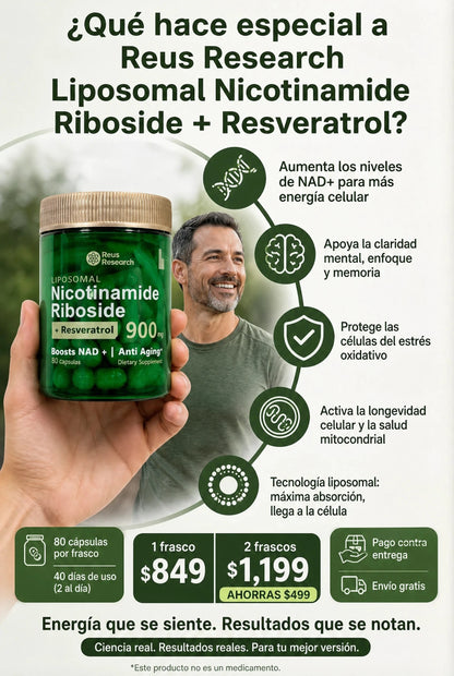 Nicotinamida Ribósido Liposomal + Resveratrol - Vitalidad - Imagen 4