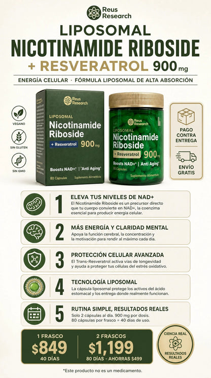 Nicotinamida Ribósido Liposomal + Resveratrol - Vitalidad - Imagen 5